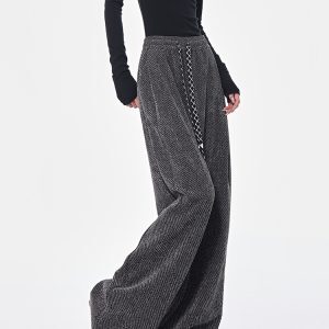 Spring New Gray Starry Sky Drawstring Casual Wide-Leg Pants for Women - Loose Slim Fit - Y2K Style