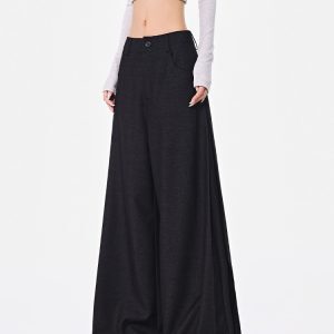 Spring New Women's Pleated Black Suit Pants - Wide-Leg Loose Fit Slimming Trousers for Chic Office Style