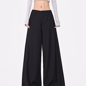 Spring New Women's Pleated Black Suit Pants - Wide-Leg Loose Fit Slimming Trousers for Chic Office Style