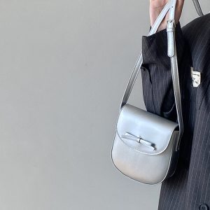 Spring Summer Women's Small Silver Crossbody Bag with Bow - Exquisite Niche Design for 2025