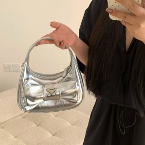 Spring/Summer 2025 Bow Hobo Handbag, High-End Half-Round Commuter Shoulder Crossbody Bag for Women, Versatile Fashion Accessory