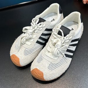 Spring/Summer 2025 Matte Genuine Leather Hollow Mesh Color-Block Height-Increasing Training Shoes for Women - Sporty Casual Style