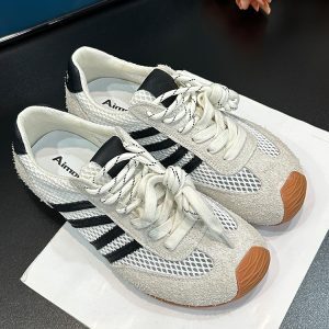 Spring/Summer 2025 Matte Genuine Leather Hollow Mesh Color-Block Height-Increasing Training Shoes for Women - Sporty Casual Style
