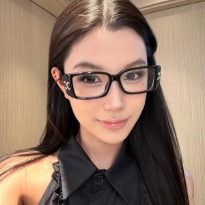 Square Black Frame Glasses with Thick Border for Round Faces - Anti-Blue Light, Myopia Prescription, European American Style