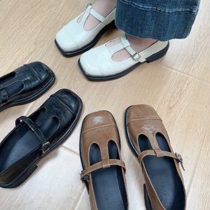 Square-Toe Leather Mary Jane Shoes for Women - Stylish Spring Loafers for Students - Chic Evening Breeze Design 2025