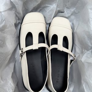 Square-Toe Leather Mary Jane Shoes for Women - Stylish Spring Loafers for Students - Chic Evening Breeze Design 2025