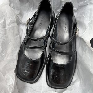 Square-Toe Leather Mary Jane Shoes for Women - Stylish Spring Loafers for Students - Chic Evening Breeze Design 2025