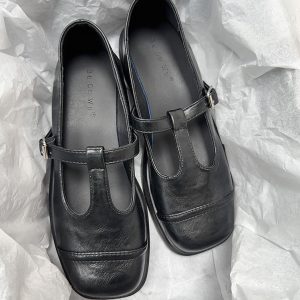 Square-Toe Leather Mary Jane Shoes for Women - Stylish Spring Loafers for Students - Chic Evening Breeze Design 2025