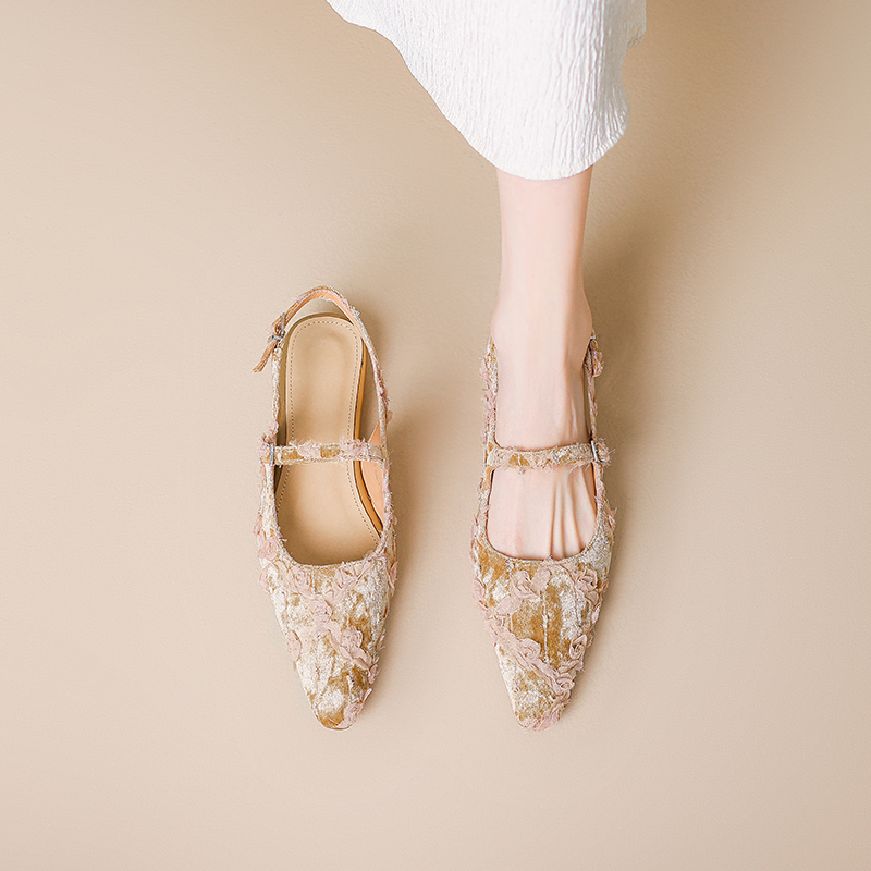 Square-Toe One-Strap Mary Jane Backless Flats in French Style - Broken Aesthetics for 90s and Y2K Fashion Lovers