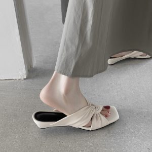 Square-Toe Open-Toe Cross-Twist Slip-On Wedge Sandals for Women - Summer Evening Breeze Outdoor Style