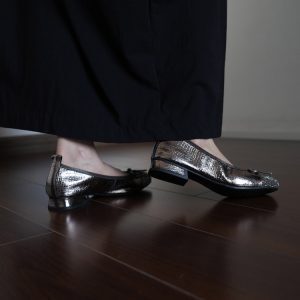Square Toe Slip-On Flat Shoes for Women - Low Heel Water-Resistant Bow Detail All-Season Footwear
