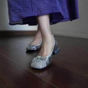 Square Toe Slip-On Flat Shoes for Women - Low Heel Water-Resistant Bow Detail All-Season Footwear