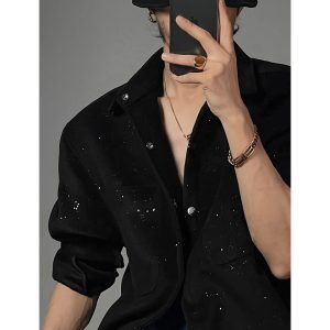 Starry Sky Loose Long Sleeve Shirt - High-End Niche Design for Autumn, Trendy Dragon Dadao Style