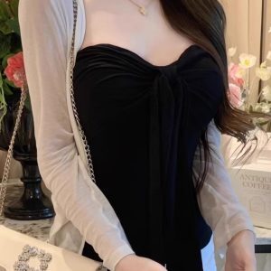 Strapless Twisted Knot Butterfly Top with Padding - Korean Dongdaemun Style, Sexy Chest-Enhancing Design for Women