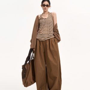Striped Halter Sleeveless Off-Shoulder Tank Top for Women - Summer Casual Slimming Versatile Korean Style Fashion