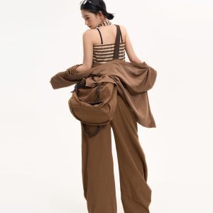 Striped Halter Sleeveless Off-Shoulder Tank Top for Women - Summer Casual Slimming Versatile Korean Style Fashion