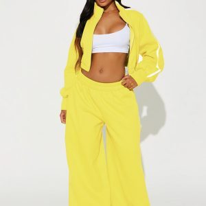 Striped Spliced Zipper Cardigan with Long Sleeve Top & High-Waisted Flared Pants Two-Piece Set - European American INS Style
