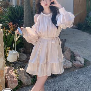 Stunning Off-Shoulder Halter Dress for Women - Trendy French Style Mini Dress for Spring/Summer 2025, Perfect for Vacations