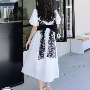 Stunning White Puff Sleeve Dress for Women - Summer 2025 Long Shirt Dress with High-End Feel, Chic and Elegant Style