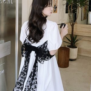 Stunning White Puff Sleeve Dress for Women - Summer 2025 Long Shirt Dress with High-End Feel, Chic and Elegant Style