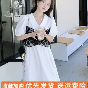 Stunning White Puff Sleeve Dress for Women - Summer 2025 Long Shirt Dress with High-End Feel, Chic and Elegant Style