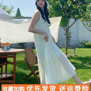 Stunning White Sleeveless Mermaid Tank Dress for Women - 2025 Summer Style with Gentle Temperament