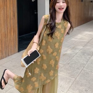 Stunning Yellow Sleeveless Dress for Women - Summer High-End Tank Style, Ankle-Length, Age-Reducing Design