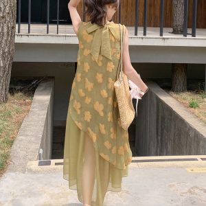 Stunning Yellow Sleeveless Dress for Women - Summer High-End Tank Style, Ankle-Length, Age-Reducing Design