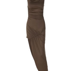 Stylish Slim-Fit Sleeveless Round Neck Dress for Women, Asymmetrical Hem Bodycon Long Skirt, European American Fashion