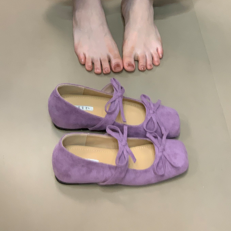 Suede High-Heeled Bow Mary Jane Shoes - Versatile Commuter Footwear for Skirts and Dresses, Stylish Everyday Wear