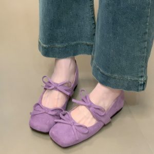 Suede High-Heeled Bow Mary Jane Shoes - Versatile Commuter Footwear for Skirts and Dresses, Stylish Everyday Wear