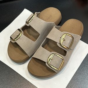 Suede Retro Belt Buckle Slide Sandals for Women - Thick-Soled Half Slippers, Casual Summer Outdoor Footwear, 2025 New Style