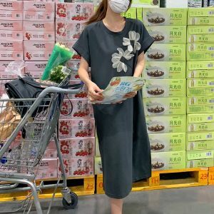 Summer 2025 Casual Loose T-Shirt Dress for Women - Unique Straight Long Style, Age-Reducing, Beautiful, Stunning Look