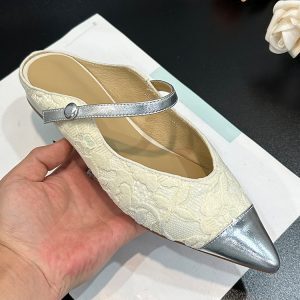 Summer 2025 French-Style Chunky-Heeled Color-Blocked Mules for Women - Genuine Leather Closed-Toe Half-Slippers for Outdoor Wear