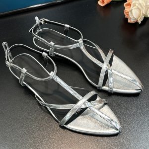 Summer 2025 Open-Toe One-Strap High-Heeled Sandals for Women, Pointed Toe Design, Thin Straps, Perfect for Skirts and Dresses