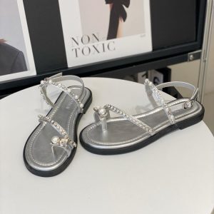 Summer 2025 Women's Diamond Pearl Toe-Post Sandals - Soft-Sole Thong Sandals, Stylish Beach Roman Shoes