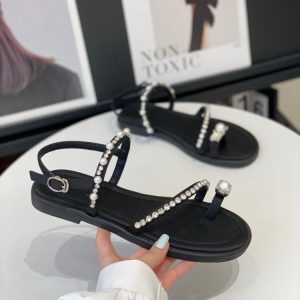 Summer 2025 Women's Diamond Pearl Toe-Post Sandals - Soft-Sole Thong Sandals, Stylish Beach Roman Shoes