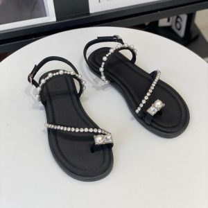 Summer 2025 Women's Diamond Pearl Toe-Post Sandals - Soft-Sole Thong Sandals, Stylish Beach Roman Shoes