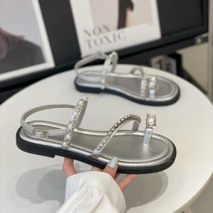 Summer 2025 Women's Diamond Pearl Toe-Post Sandals - Soft-Sole Thong Sandals, Stylish Beach Roman Shoes