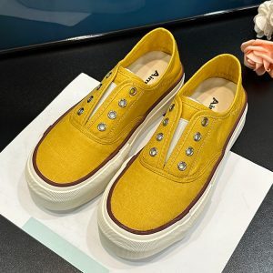 Summer 2025 Women’s Thick-Soled Height-Increasing Canvas Slip-On Sneakers, Breathable Casual Sports Shoes