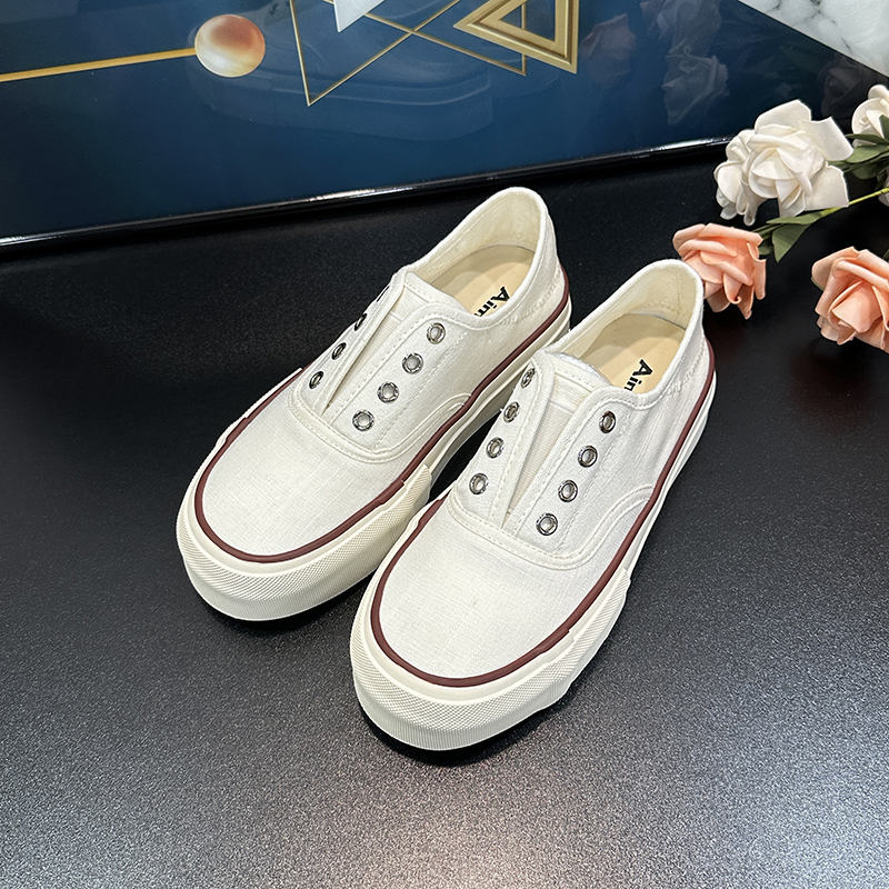 Summer 2025 Women’s Thick-Soled Height-Increasing Canvas Slip-On Sneakers, Breathable Casual Sports Shoes