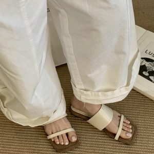 Summer 2025 Women's Thick-Soled Slip-On Open-Toe Beach Roman Sandals - Trendy Casual Footwear for Y2K and Vacation Style