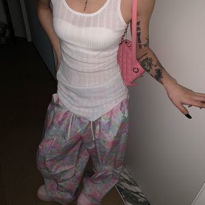 Summer American Style Sexy Lace Splicing Hollow Out Camisole for Women - Slim Fit Versatile Sleeveless Top for Y2K Fashion Enthusiasts