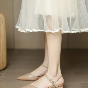 Summer Baotou Backless Sandals for Women - 3CM Chunky Heel, Minimalist Nude One-Strap Design, Retro 2025 Style