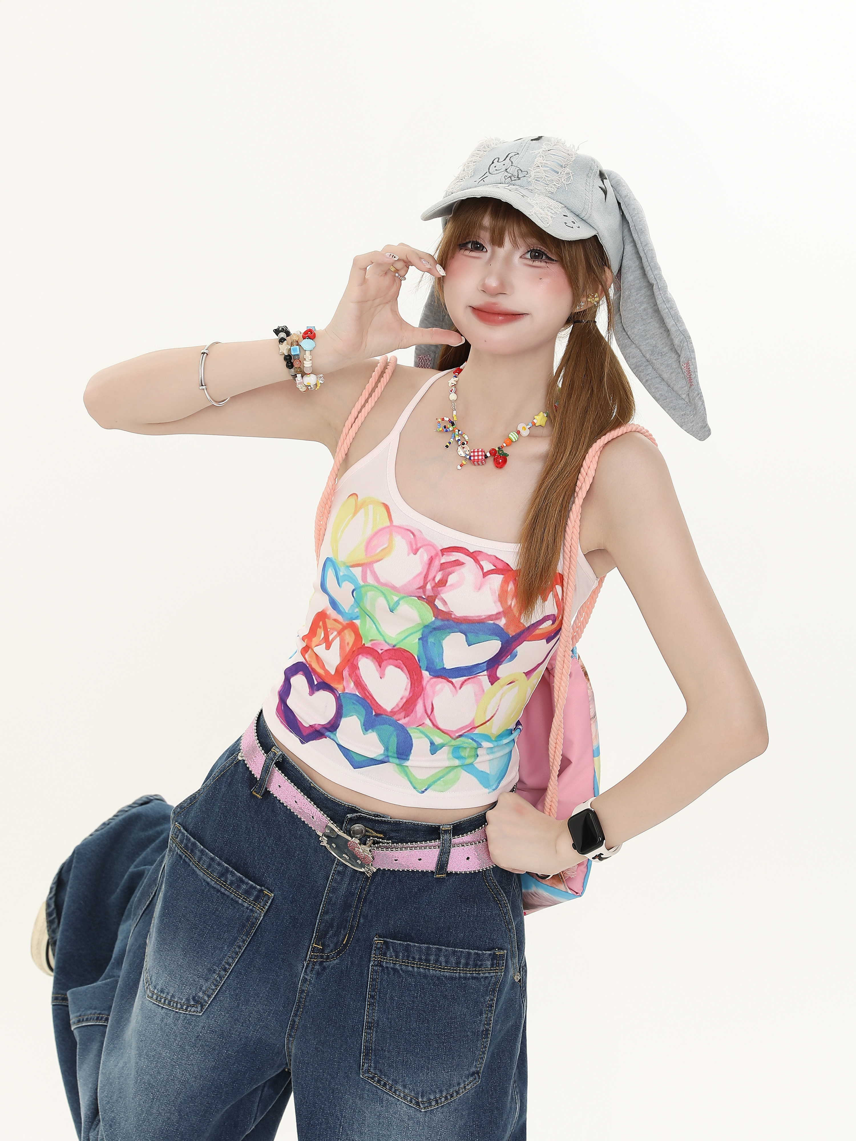 Summer Cartoon Print Camisole for Women - Sweet Style Slim Fit Versatile Top, Trendy 90s Inspired Fashion