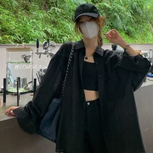 Summer Long Sleeve Jazz Hip-Hop Shirt for Women, Hong Kong Style Dance Jacket, Trendy Streetwear Top