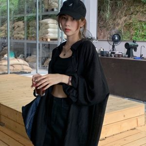 Summer Long Sleeve Jazz Hip-Hop Shirt for Women, Hong Kong Style Dance Jacket, Trendy Streetwear Top