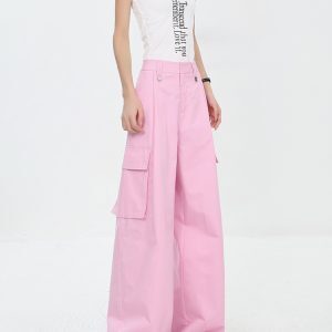 Summer New American Dopamine Color Work Pants for Women - High Waist Straight Wide Leg Casual Trousers, Perfect for Summer Style