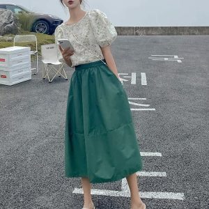 Summer Orange Floral Two-Piece Skirt Set for Women - Trendy OOTD Outfit, Unique & Beautiful, Perfect for 2025 Style