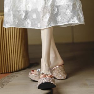 Summer Transparent One-Strap Flip-Flops with Thick Waterproof Platform - Height-Increasing Wedge Slippers for Petite Women
